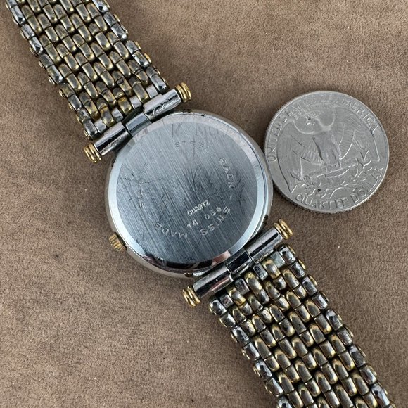 Classic Swiss Made Ravisa Quartz Moon Phase Champagne Dial 2 Tone Ladies Watch - Picture 8 of 12